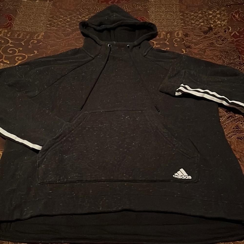Adidas Three Stripes Terry Locker Hoodie.